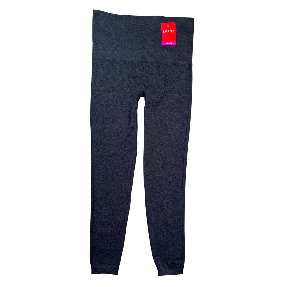 New Spanx Look At Me Now Leggings Women Large Heather Charcoal Seamless Shaping